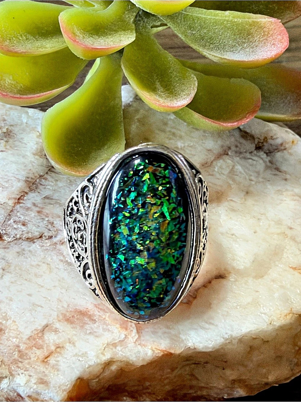 New Green Statement Ring